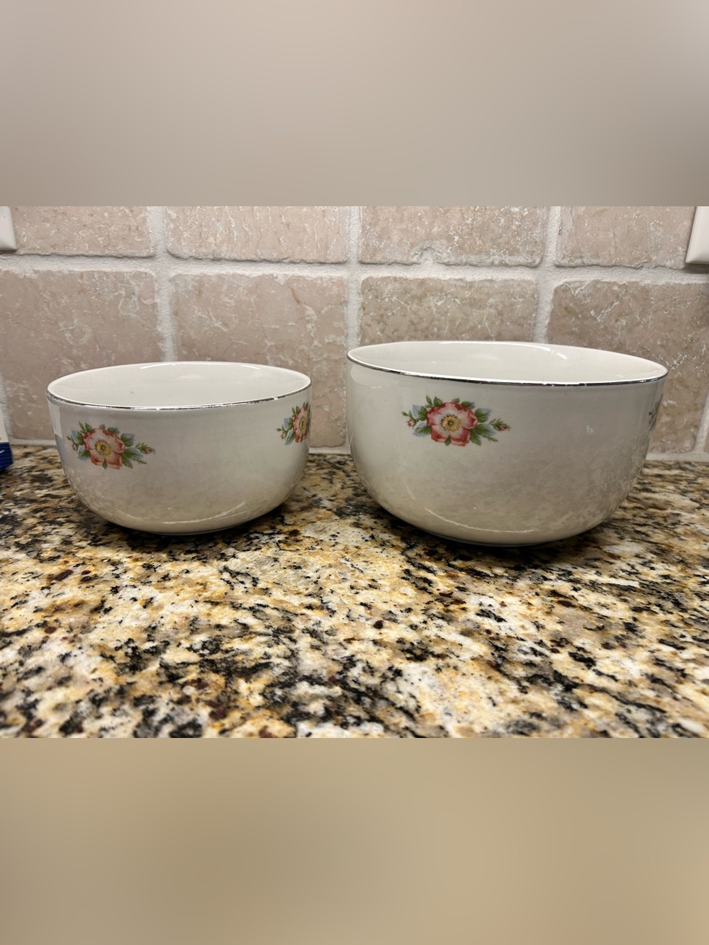 Vintage Hall's Superior Quality Kitchenware Rose White Mixing Bowls